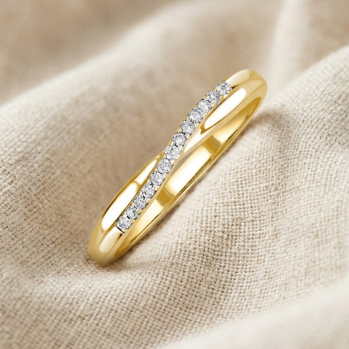 Lab Diamond Half Eternity Wave Ring 0.05ct in 18k Gold Vermeil