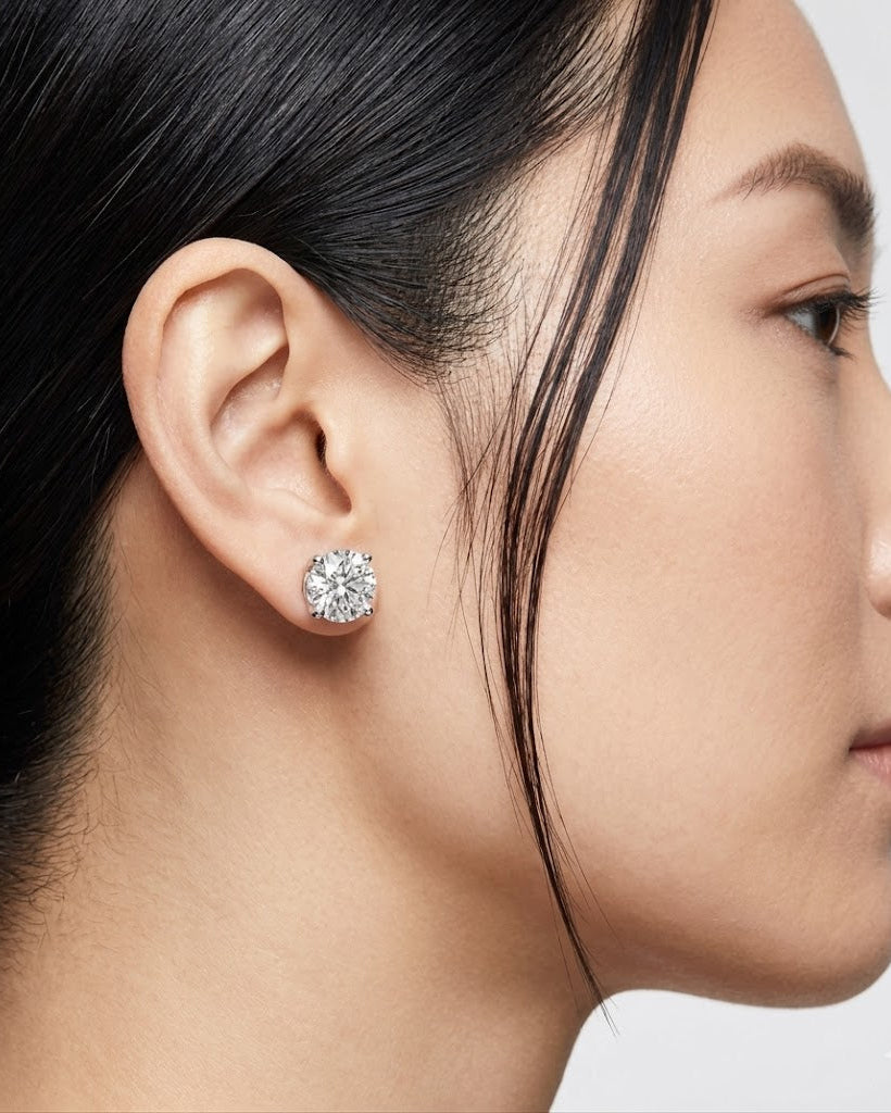 Lab Diamond Stud Earrings 0.20ct H/SI in 9k White Gold – 3mm