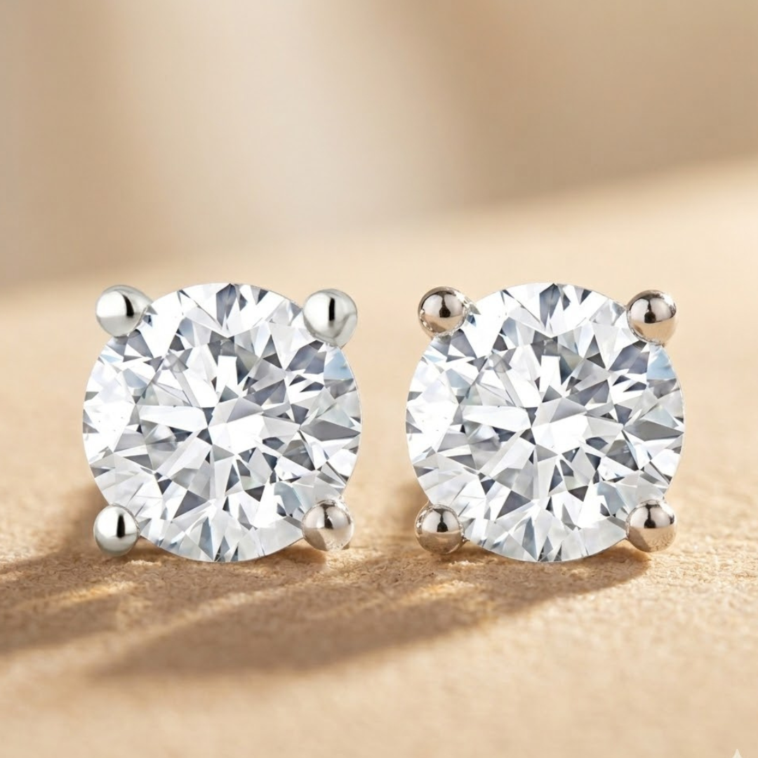 1.00ct Total Weight Lab Grown Diamond Solitaire Stud Earrings in 9K White Gold (F/VS Quality)