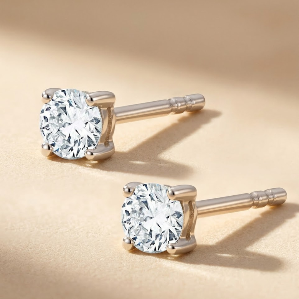Lab Diamond Stud Earrings 0.30ct H/SI Quality in 9K White Gold - 3mm