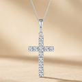 Lab Diamond Cross Necklace Pendant 0.22ct in 925 Sterling Silver