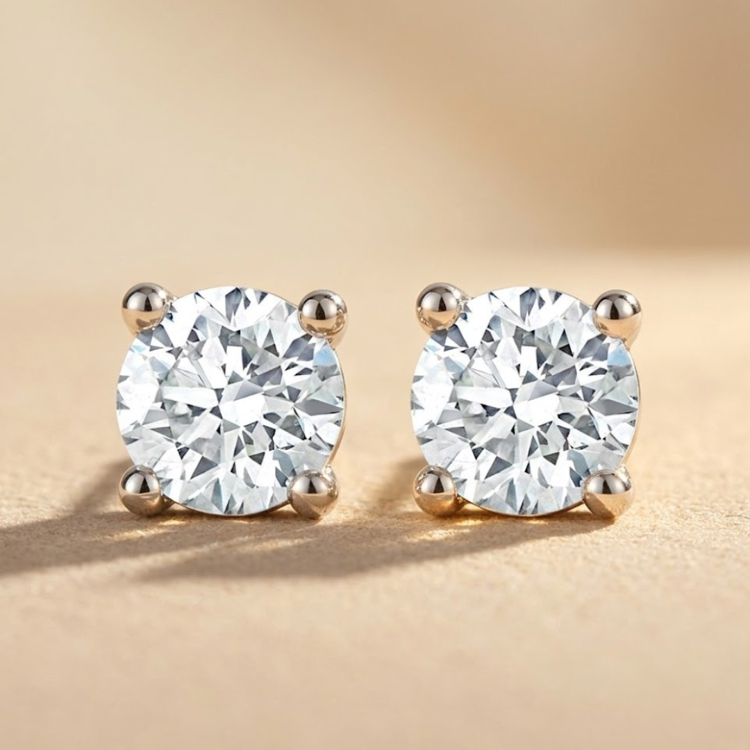 Lab Diamond Stud Earrings 0.50ct H/SI Quality in 9K White Gold - 4.2mm