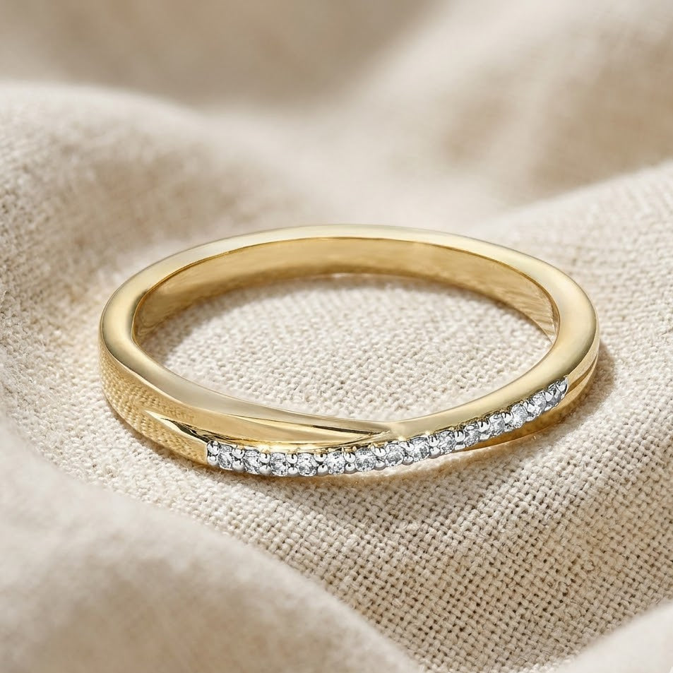 Lab Diamond Half Eternity Wave Ring 0.05ct in 18k Gold Vermeil