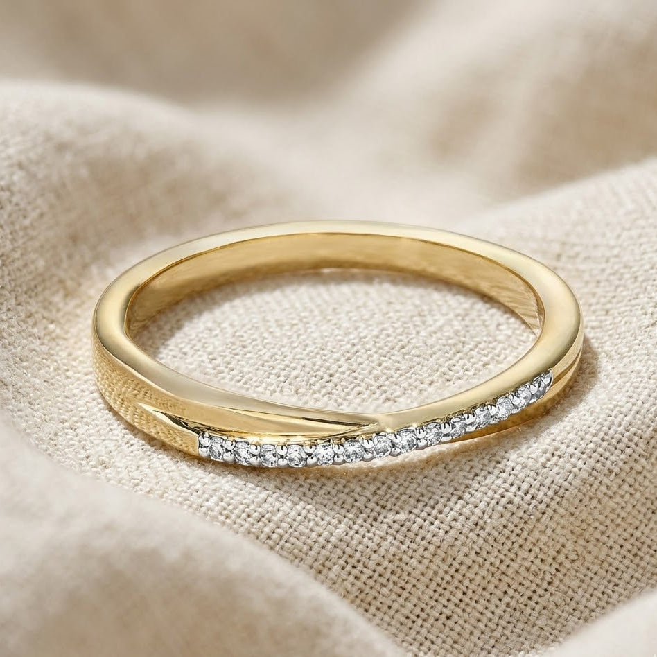 Lab Diamond Half Eternity Wave Ring 0.05ct in 18k Gold Vermeil