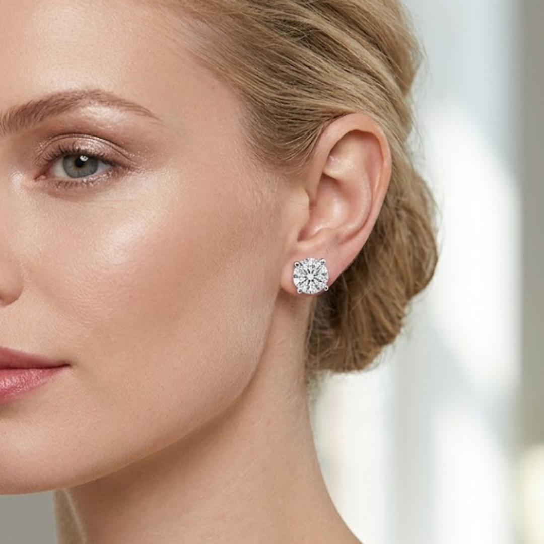 Lab Diamond Stud Earrings 0.50ct H/SI Quality in 9K White Gold - 4.2mm