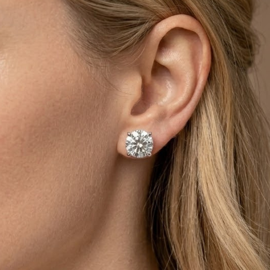 1.00ct Total Weight Lab Grown Diamond Solitaire Stud Earrings in 9K White Gold (F/VS Quality)