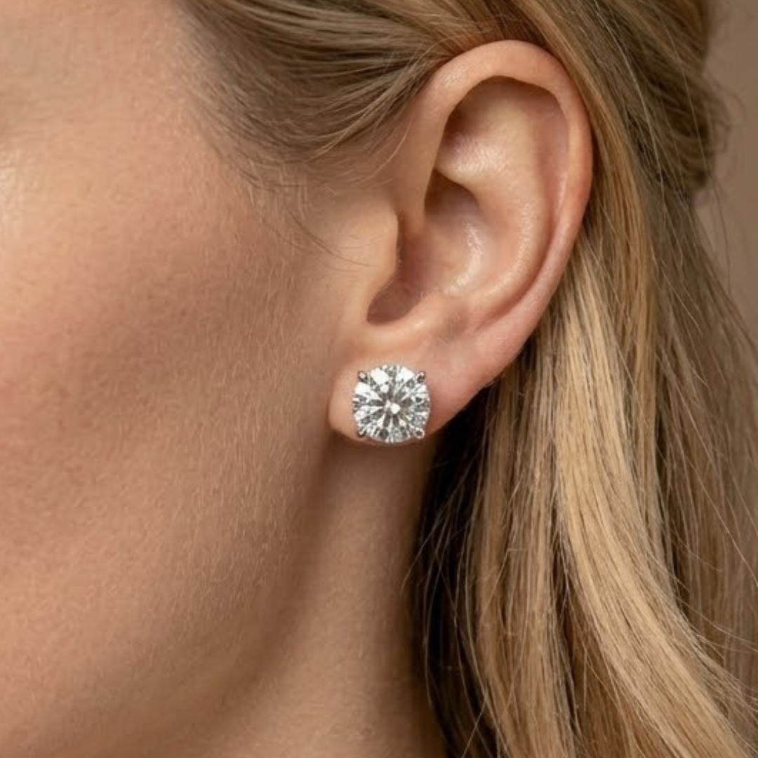 1.00ct Total Weight Lab Grown Diamond Solitaire Stud Earrings in 9K White Gold (F/VS Quality)