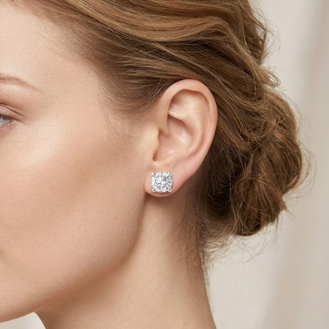 Lab Diamond Stud Earrings 0.50ct H/SI Quality in 9K White Gold - 4.2mm
