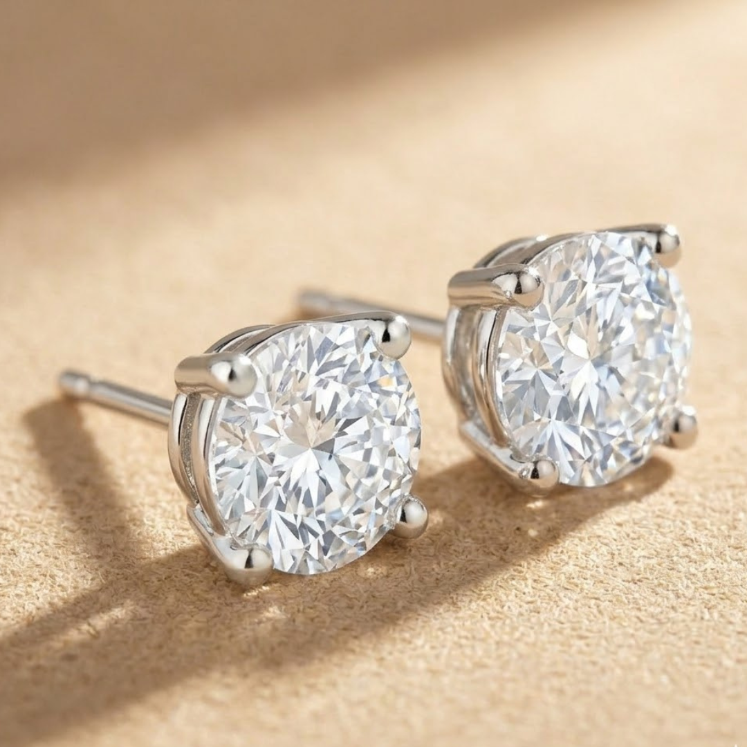 1.00ct Total Weight Lab Grown Diamond Solitaire Stud Earrings in 9K White Gold (F/VS Quality)