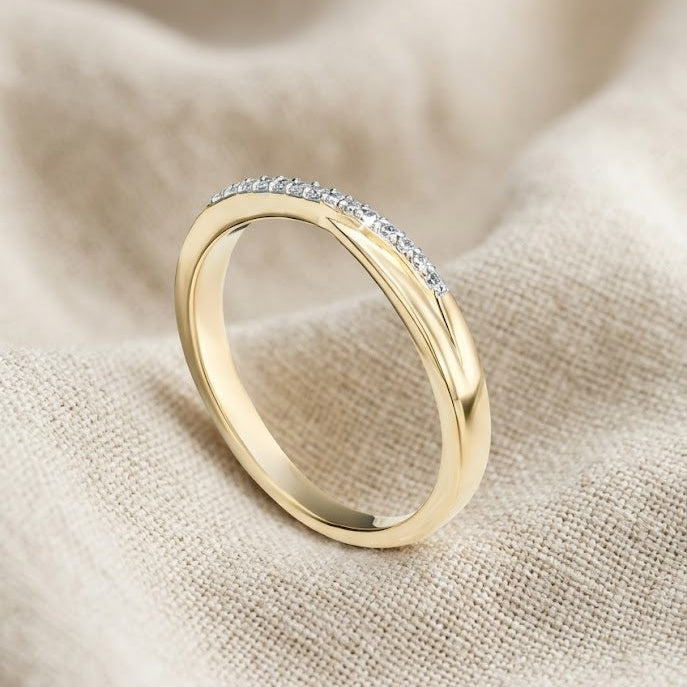 Lab Diamond Half Eternity Wave Ring 0.05ct in 18k Gold Vermeil