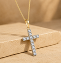 Lab Diamond Cross Necklace Pendant 0.22ct in 18K Gold Vermeil