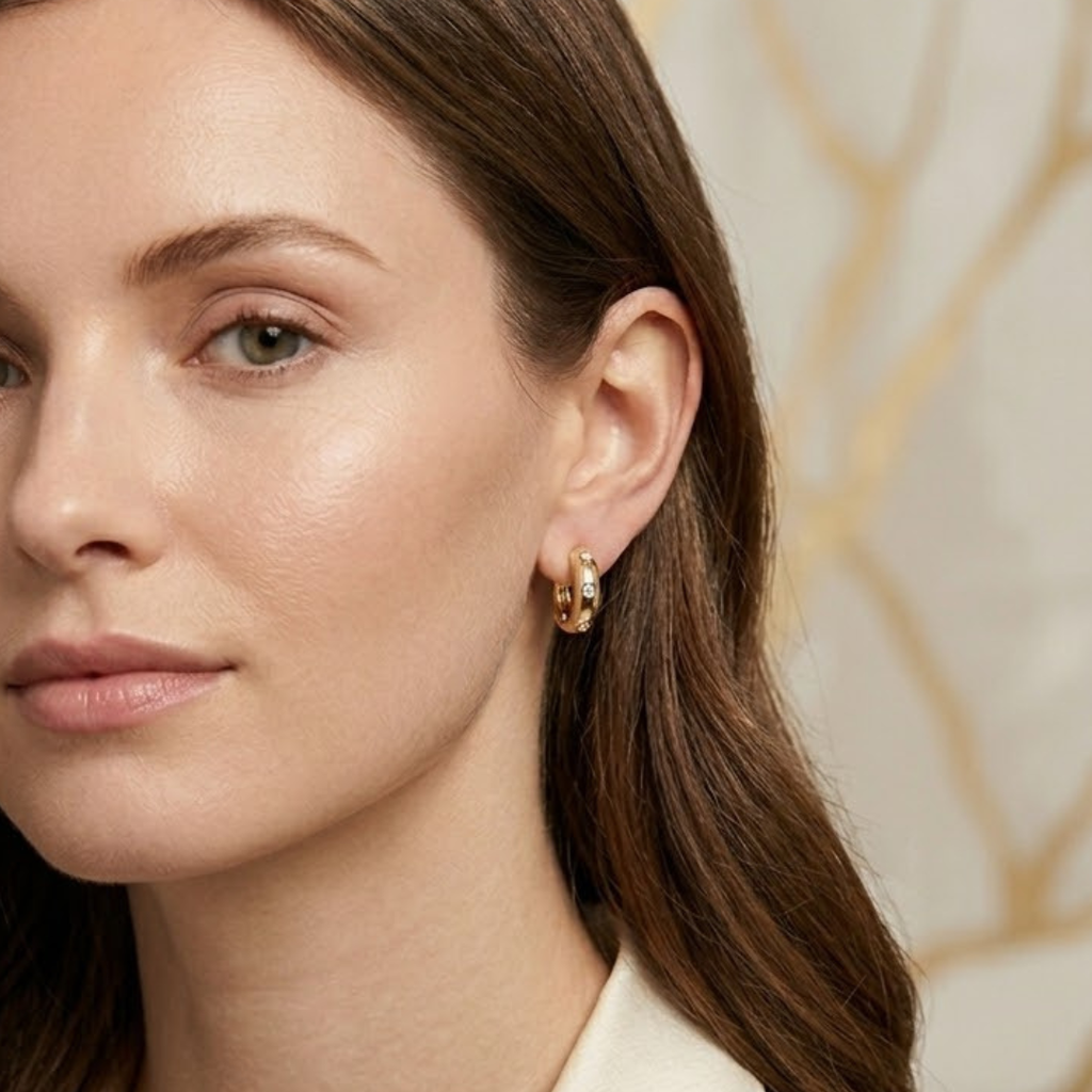 0.08ct Lab Grown Diamond Seamless Flush Set Huggie Earrings in 18K Gold Vermeil