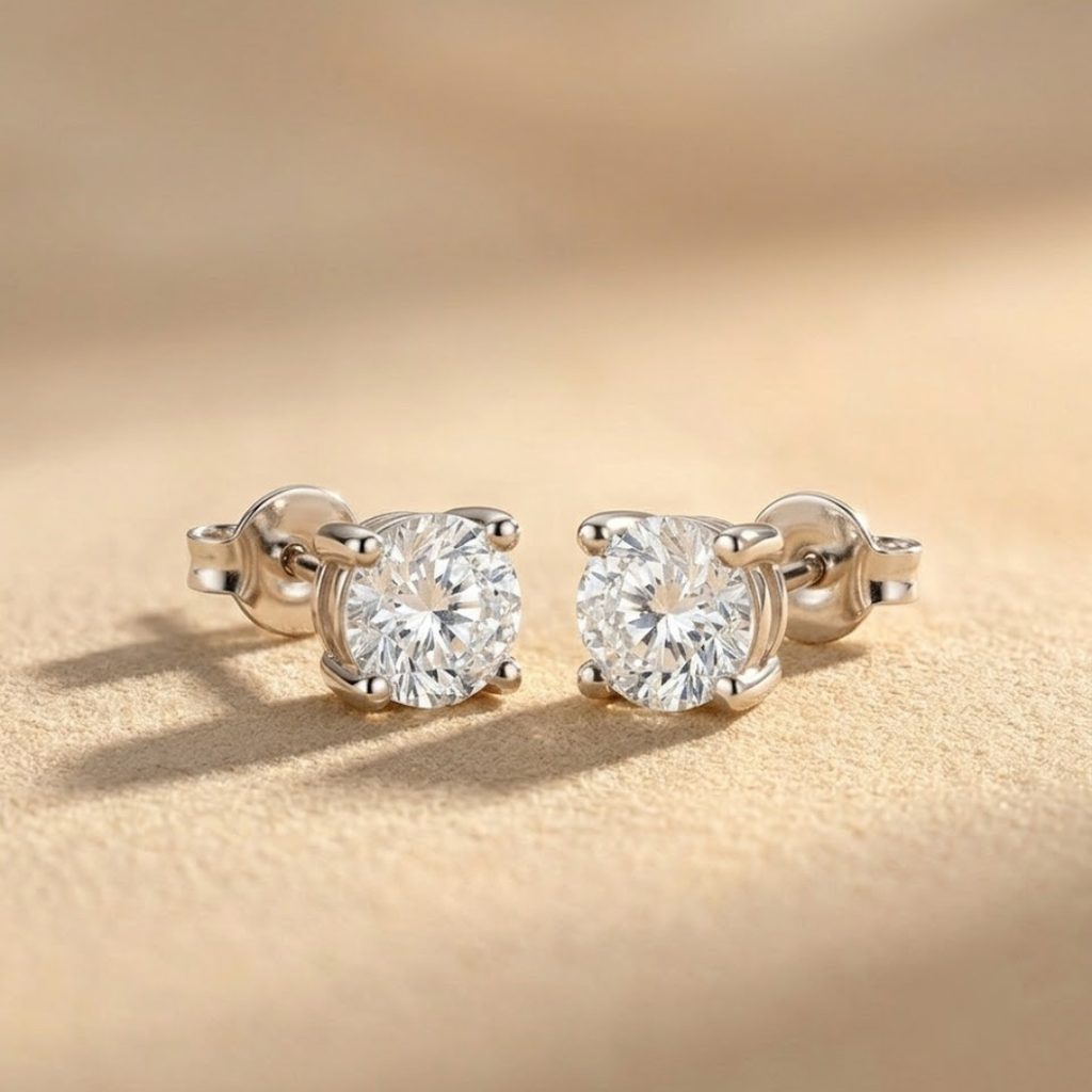 Lab Diamond Stud Earrings 0.50ct H/SI Quality in 9K White Gold - 4.2mm