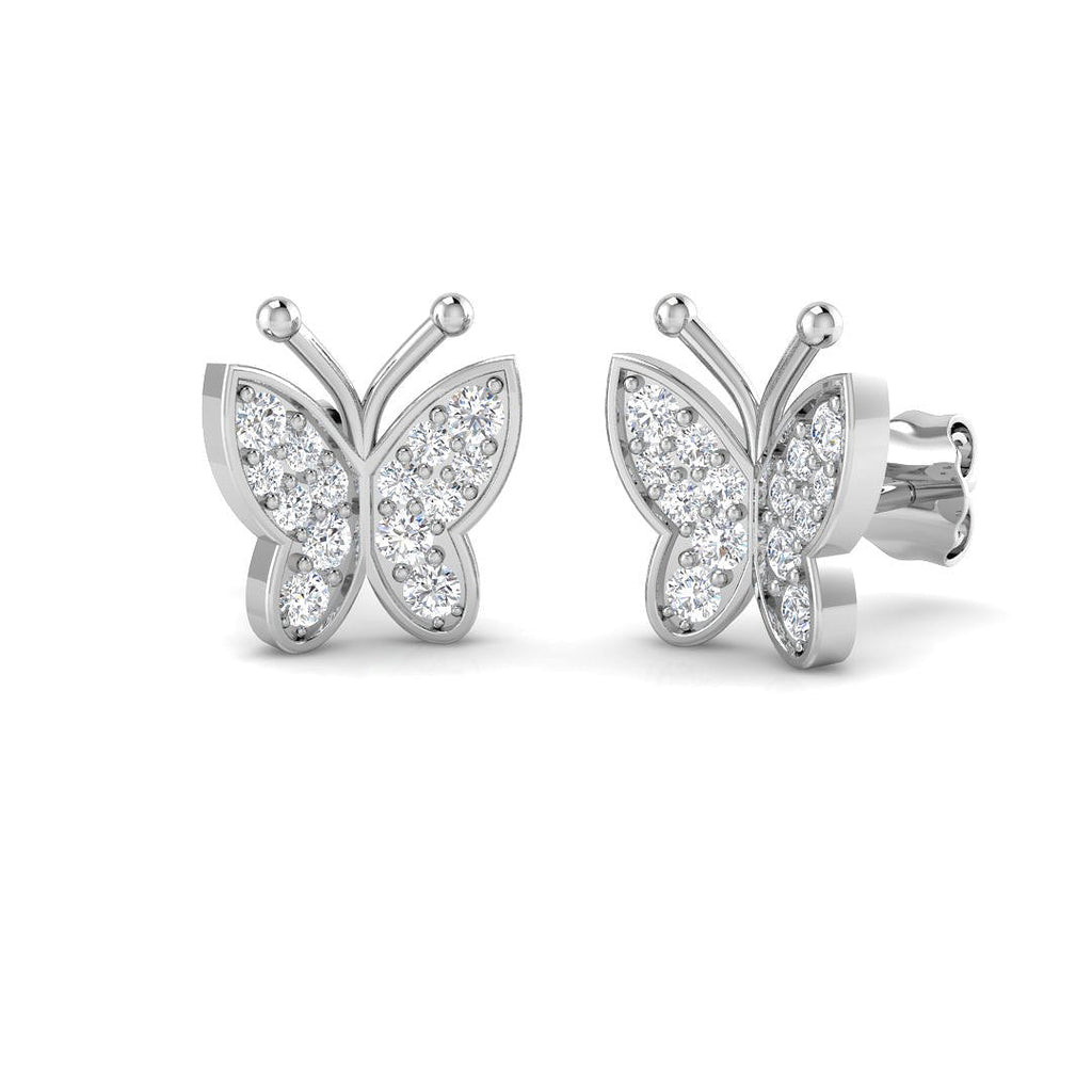 Whimsical 0.33Ct Diamond Butterfly Stud Earrings in White Gold