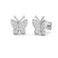 Whimsical 0.33Ct Diamond Butterfly Stud Earrings in White Gold