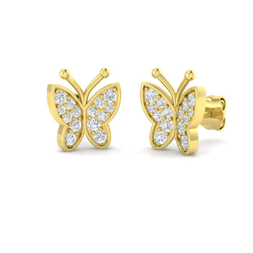 Whimsical 0.33Ct Diamond Butterfly Stud Earrings in White Gold