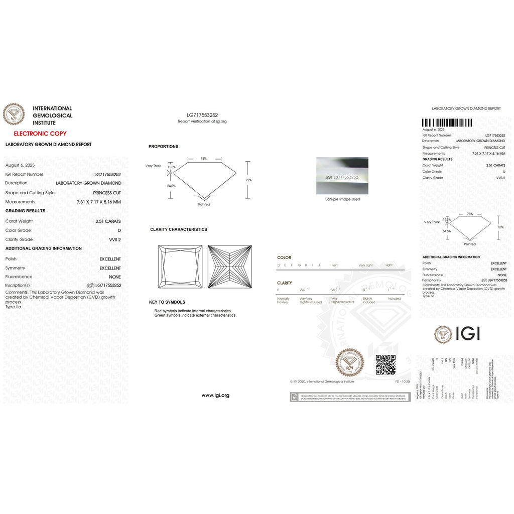 Ready To Ship IGI 5.07Ct D/VVS Lab Grown Princess Diamond Stud Earring 9k Rose Gold