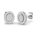 Round Halo Cluster Diamond Stud Earrings | 0.33Ct | Lab & Natural | Gold & Platinum