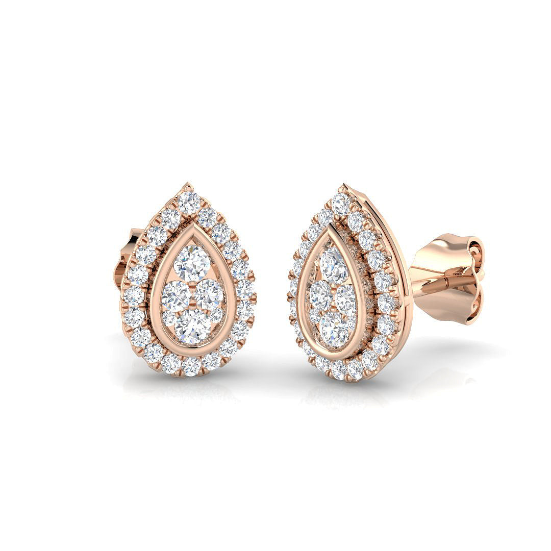 Halo Cluster Diamond Stud Earrings | 0.33Ct | Lab & Natural | Gold & Platinum