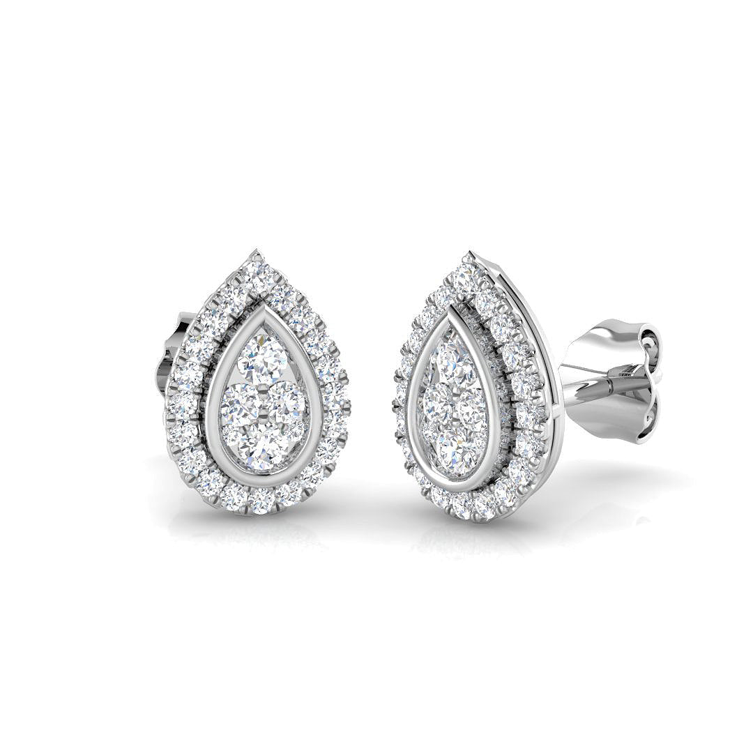 Halo Cluster Diamond Stud Earrings | 0.33Ct | Lab & Natural | Gold & Platinum