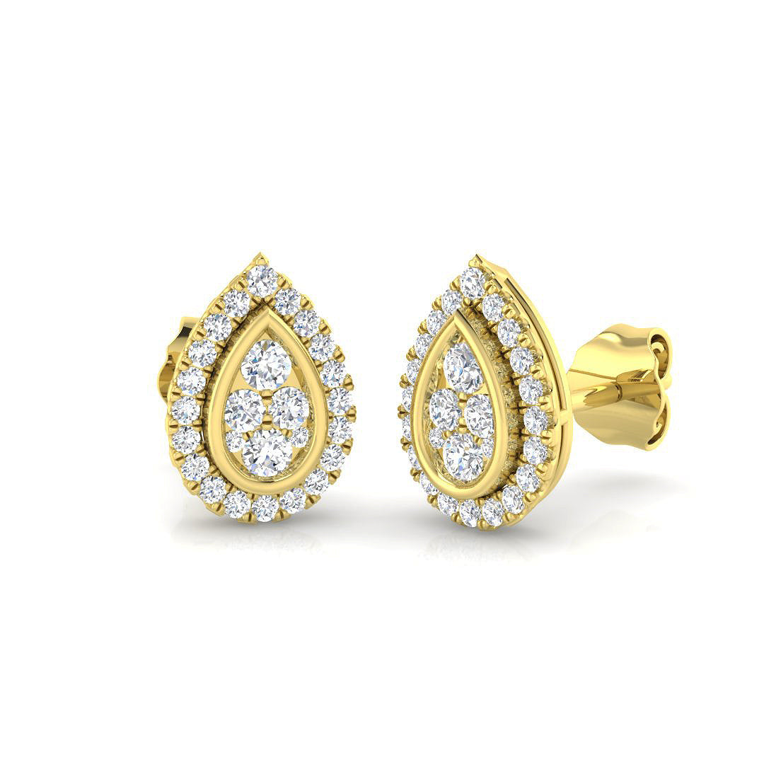 Halo Cluster Diamond Stud Earrings | 0.33Ct | Lab & Natural | Gold & Platinum