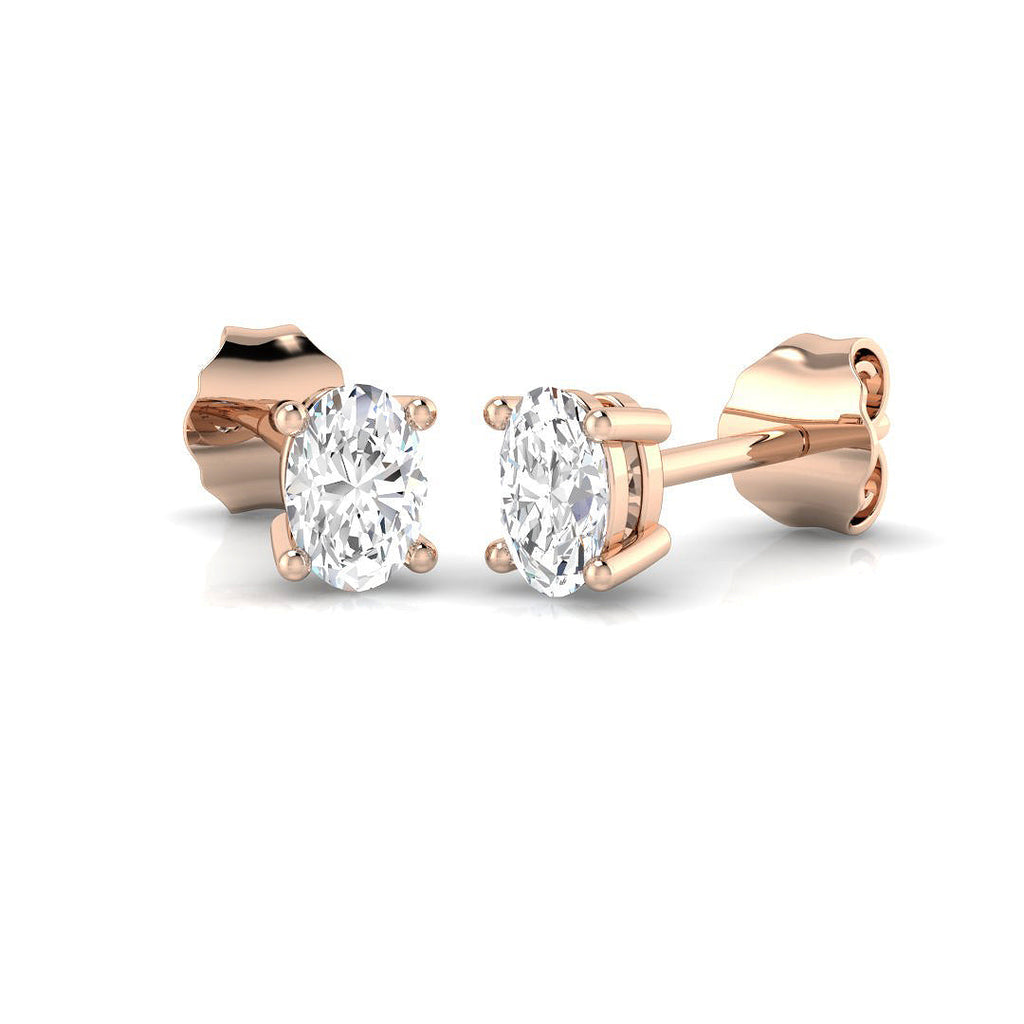 Stud Earrings with Cushion Cut Diamond Bezel Set | Gold