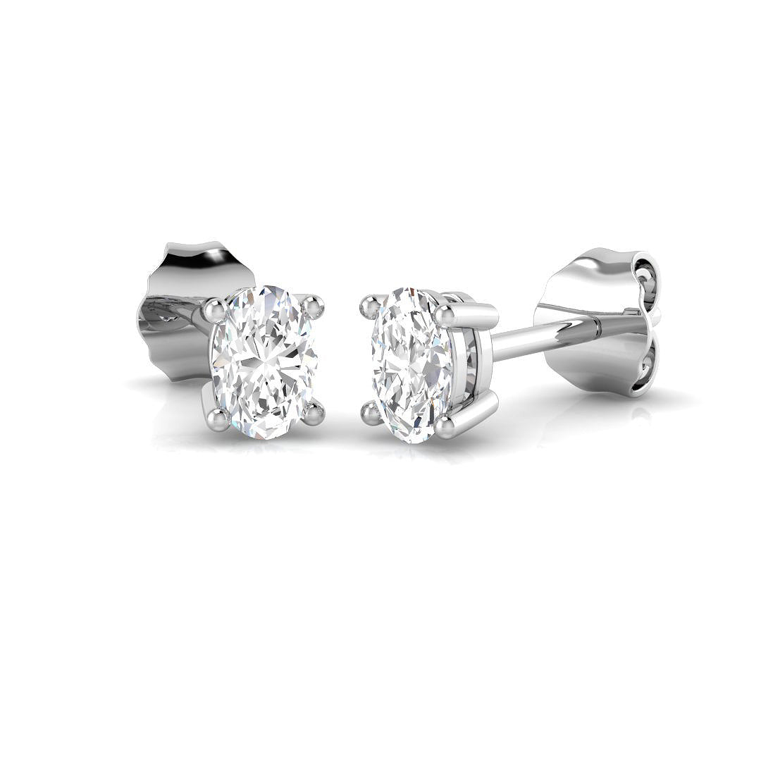 Stud Earrings with Cushion Cut Diamond Bezel Set | Gold