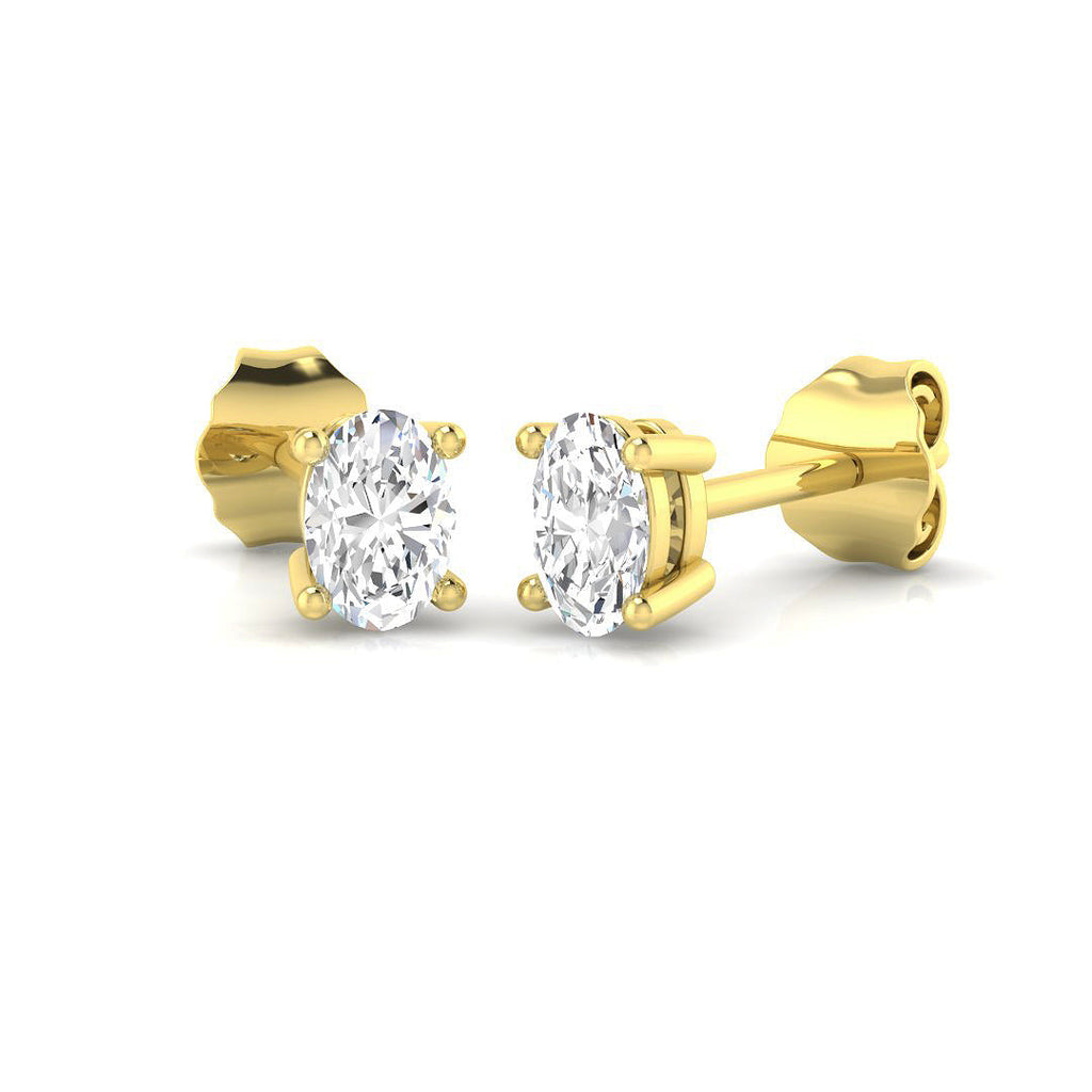 Stud Earrings with Cushion Cut Diamond Bezel Set | Gold