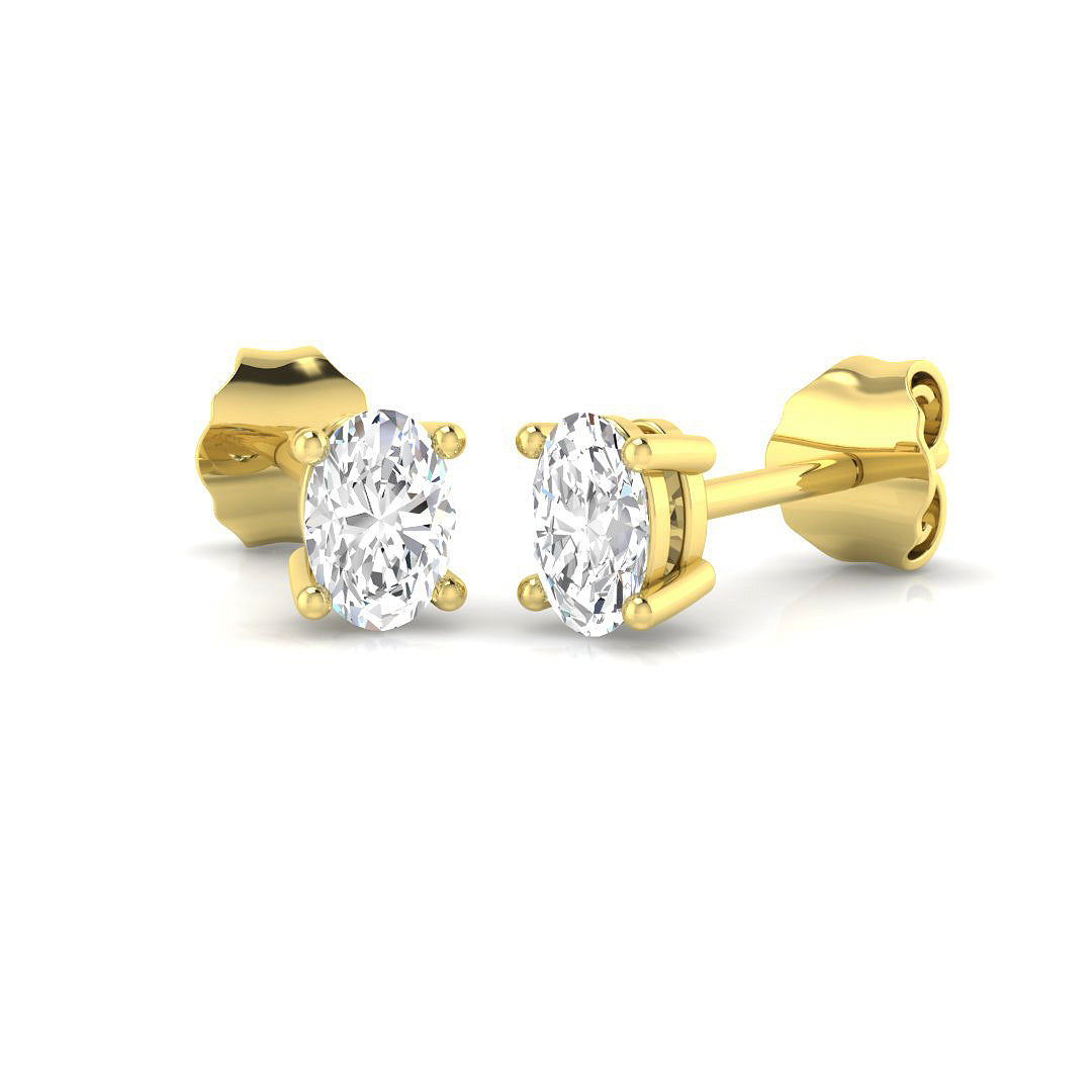 Stud Earrings with Cushion Cut Diamond Bezel Set | Gold