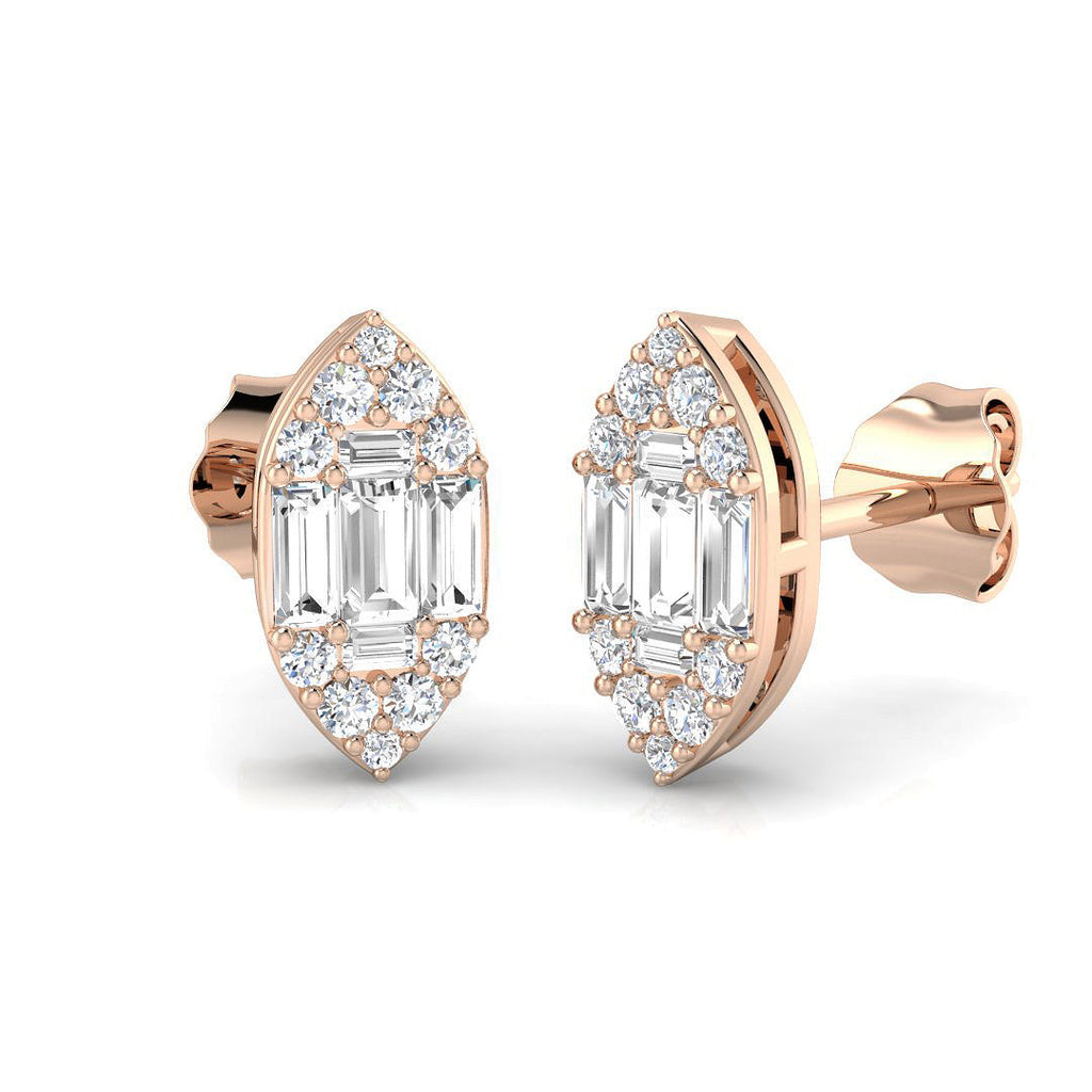 Stud Earrings with Marquise Cluster Diamonds | 0.33ct