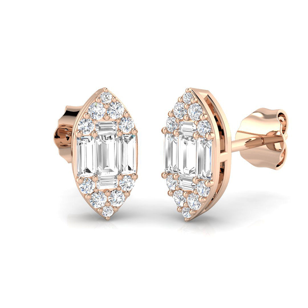 Stud Earrings with Marquise Cluster Diamonds | 0.33ct