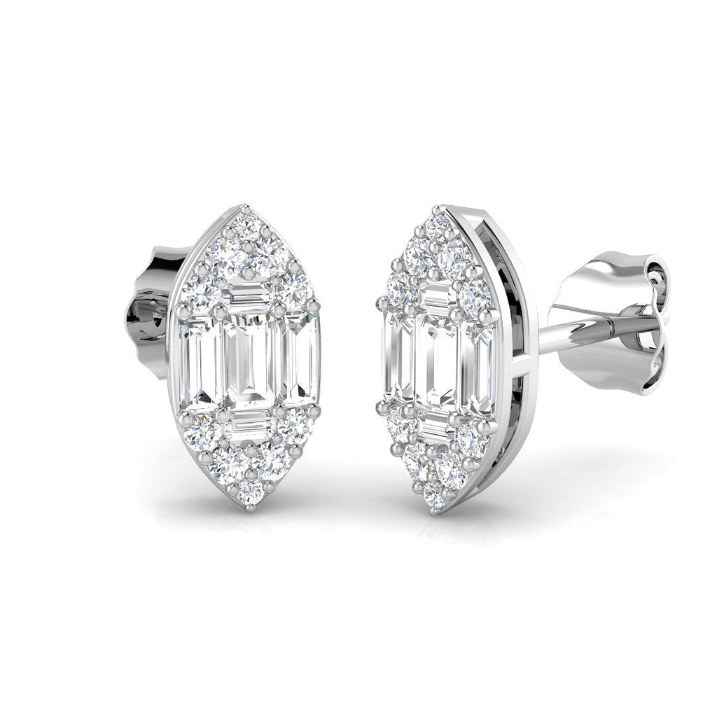 Stud Earrings with Marquise Cluster Diamonds | 0.33ct