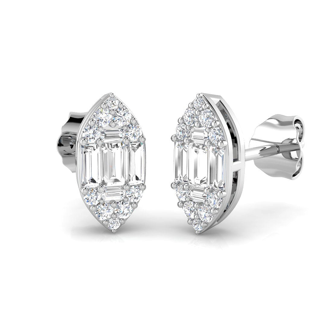 Stud Earrings with Marquise Cluster Diamonds | 0.33ct