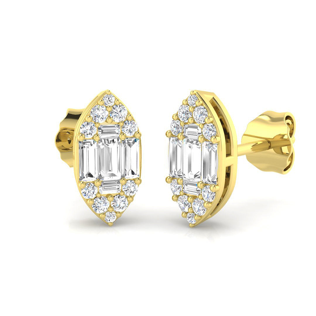 Stud Earrings with Marquise Cluster Diamonds | 0.33ct