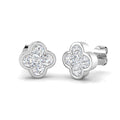 Stud Earrings with Four Leaf Clover Diamond Cluster | Gold