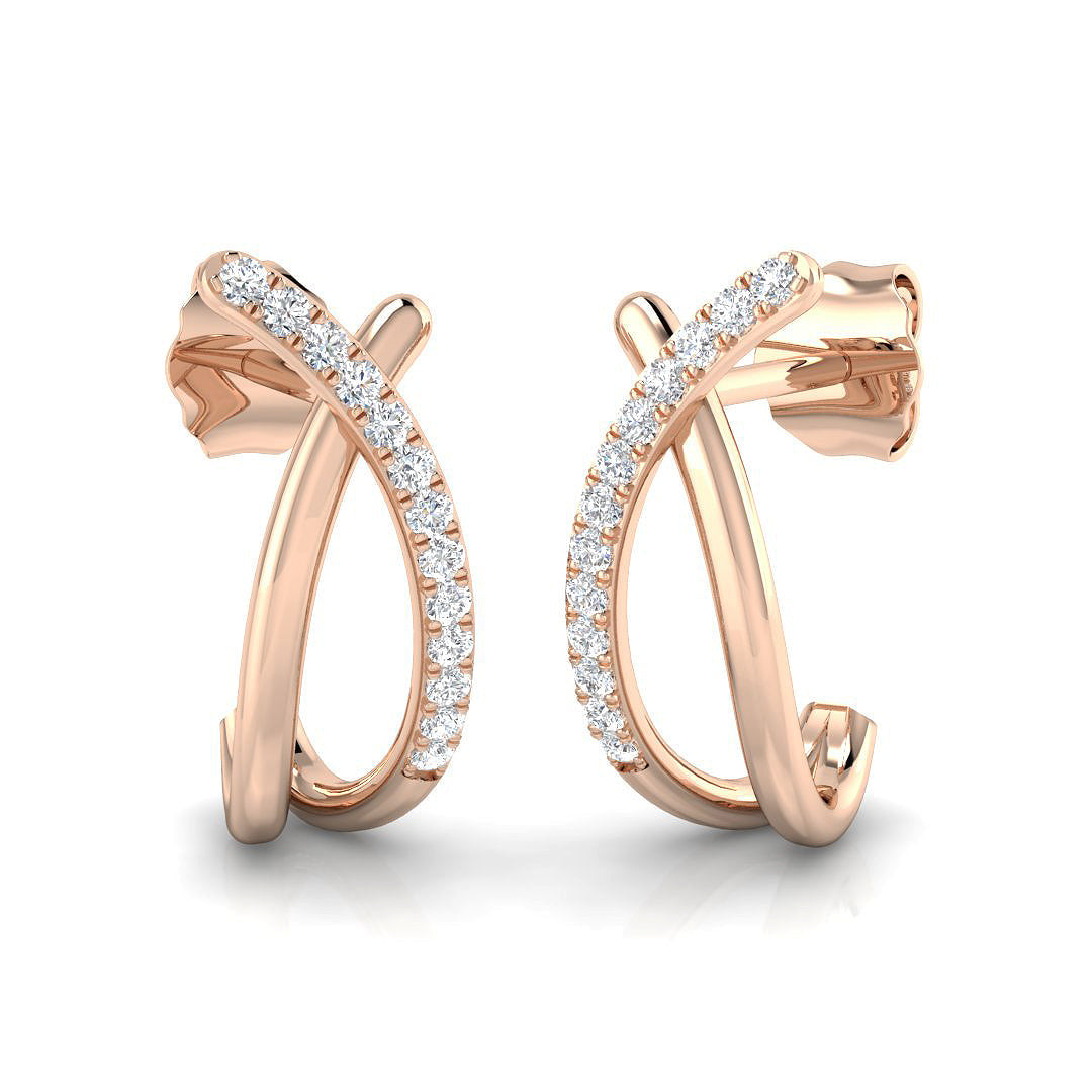 Elegant 0.10Ct Open Rectangle Diamond Stud Earrings in White Gold