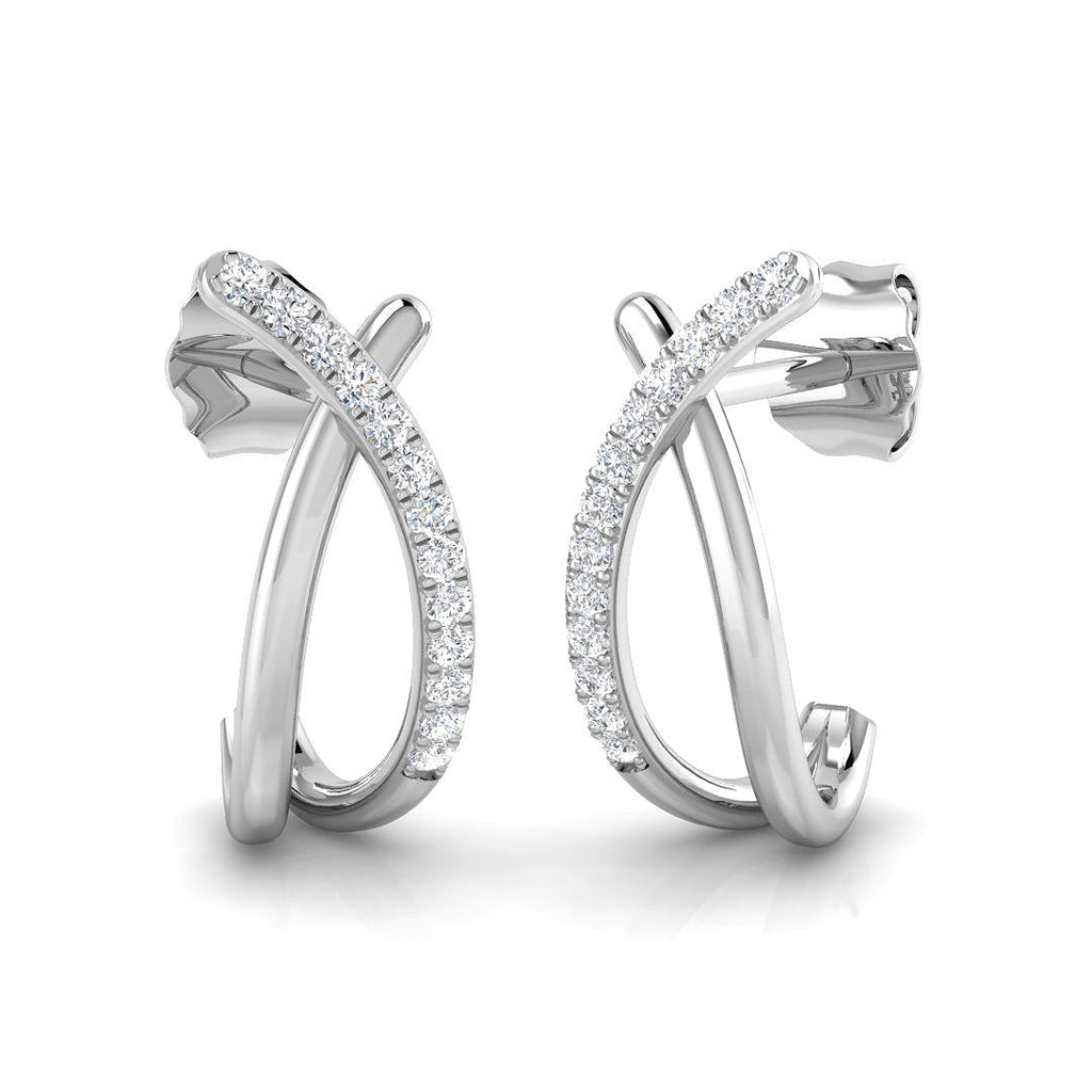 Elegant 0.10Ct Open Rectangle Diamond Stud Earrings in White Gold