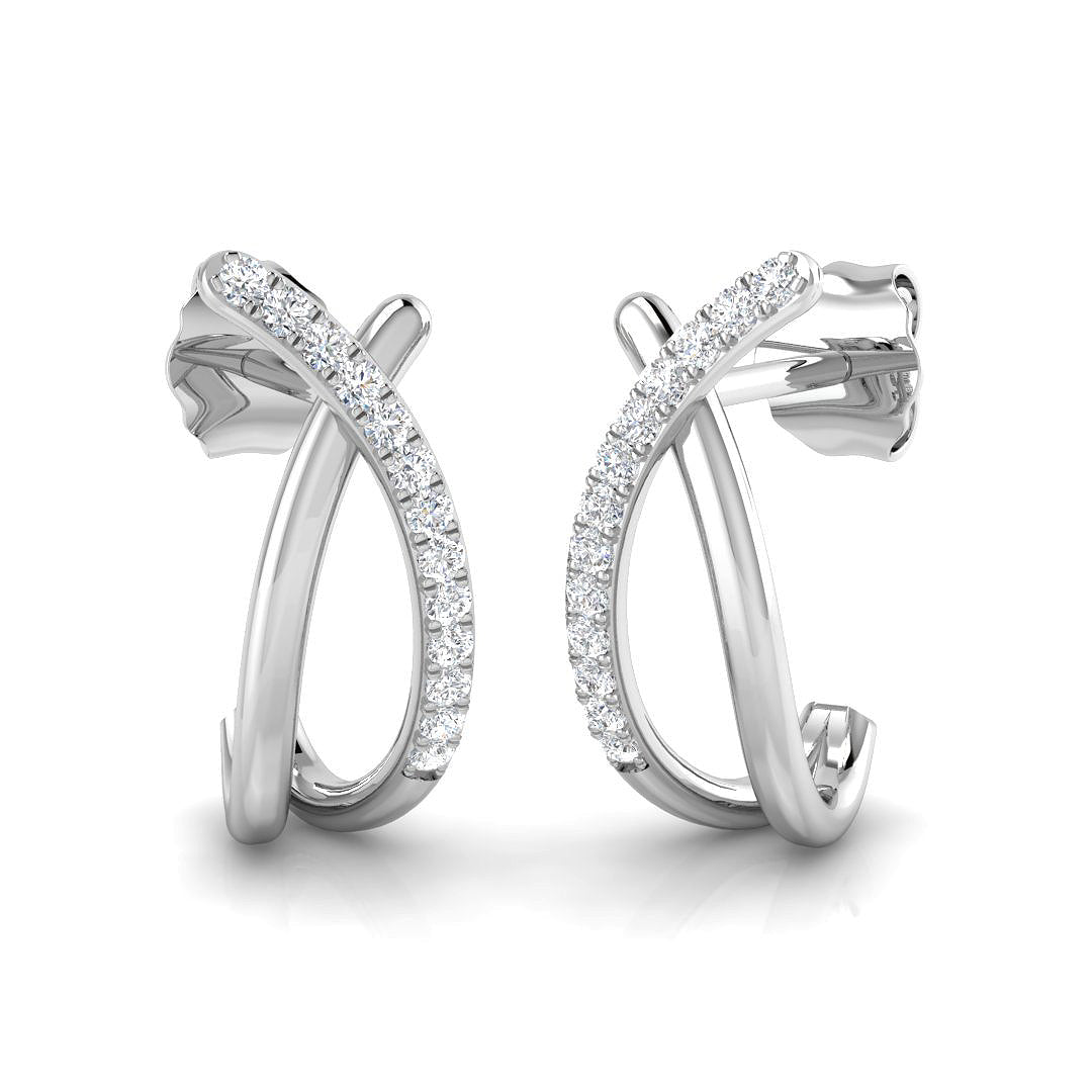 Elegant 0.10Ct Open Rectangle Diamond Stud Earrings in White Gold