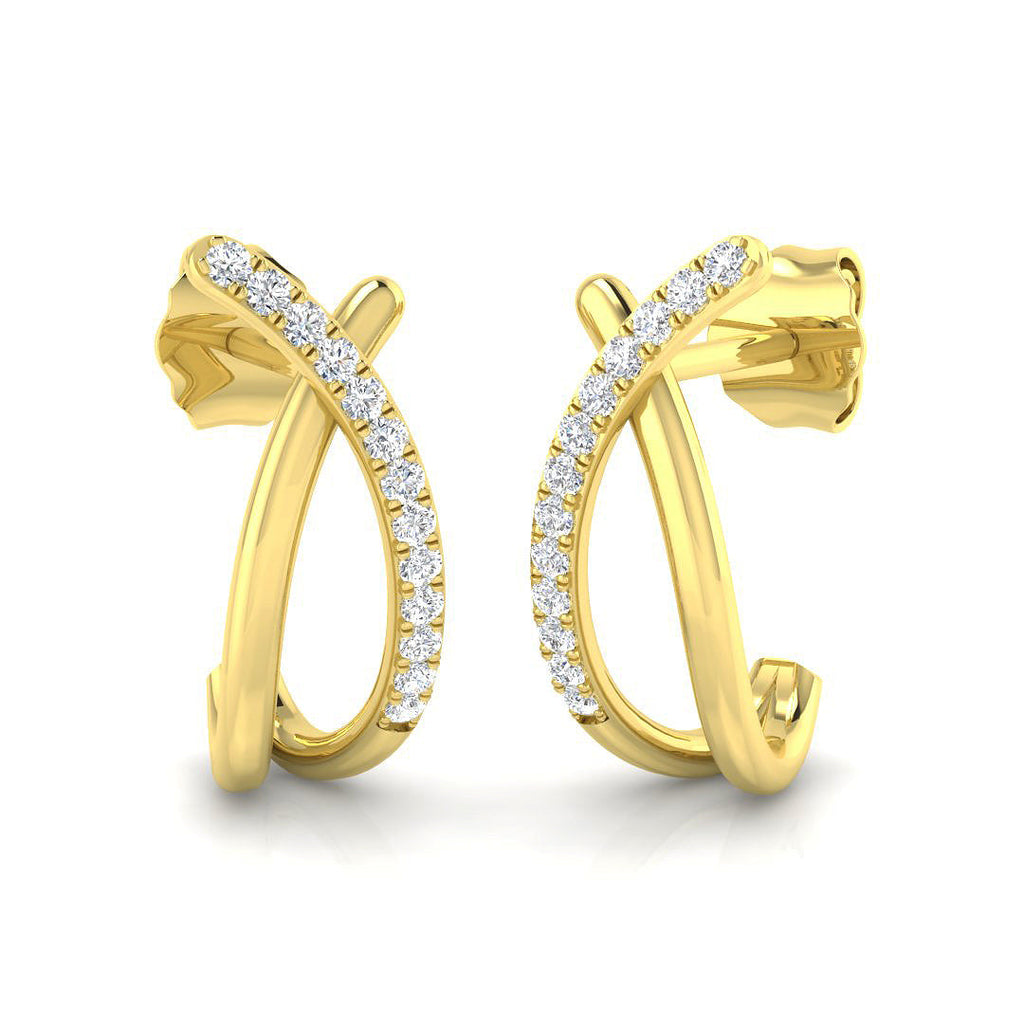 Elegant 0.10Ct Open Rectangle Diamond Stud Earrings in White Gold