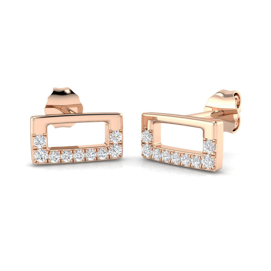 Elegant 0.10Ct Open Rectangle Diamond Stud Earrings in White Gold