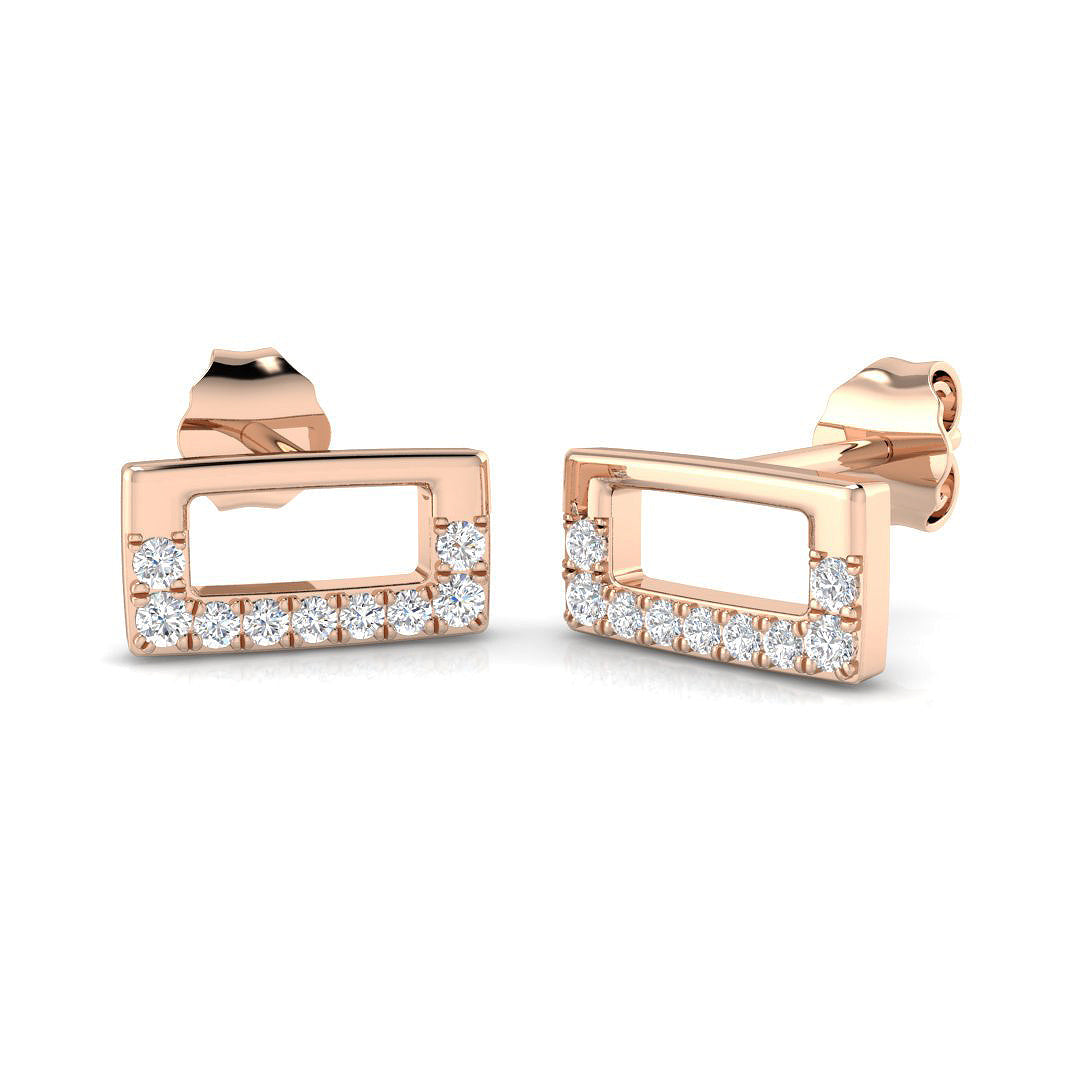 Elegant 0.10Ct Open Rectangle Diamond Stud Earrings in White Gold