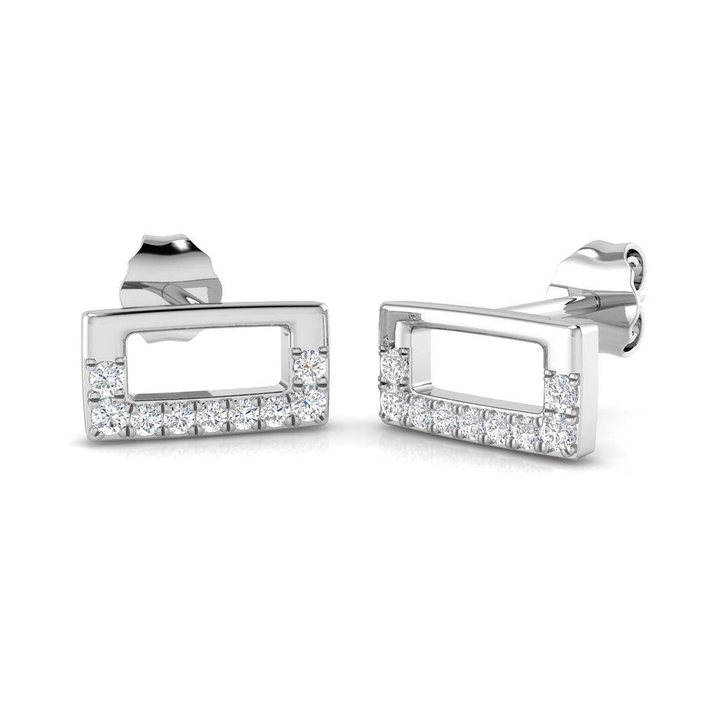 Elegant 0.10Ct Open Rectangle Diamond Stud Earrings in White Gold