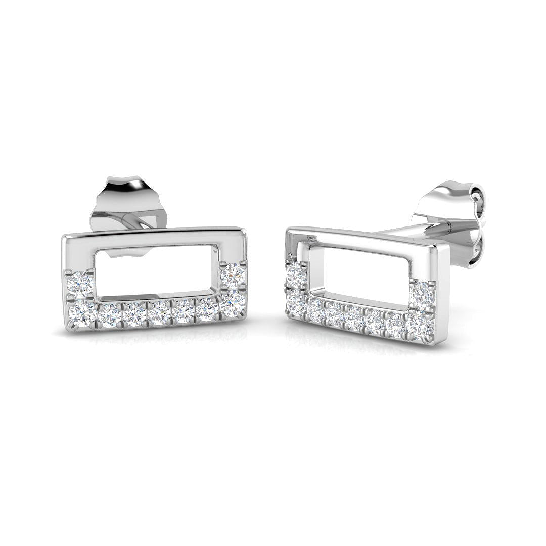 Elegant 0.10Ct Open Rectangle Diamond Stud Earrings in White Gold