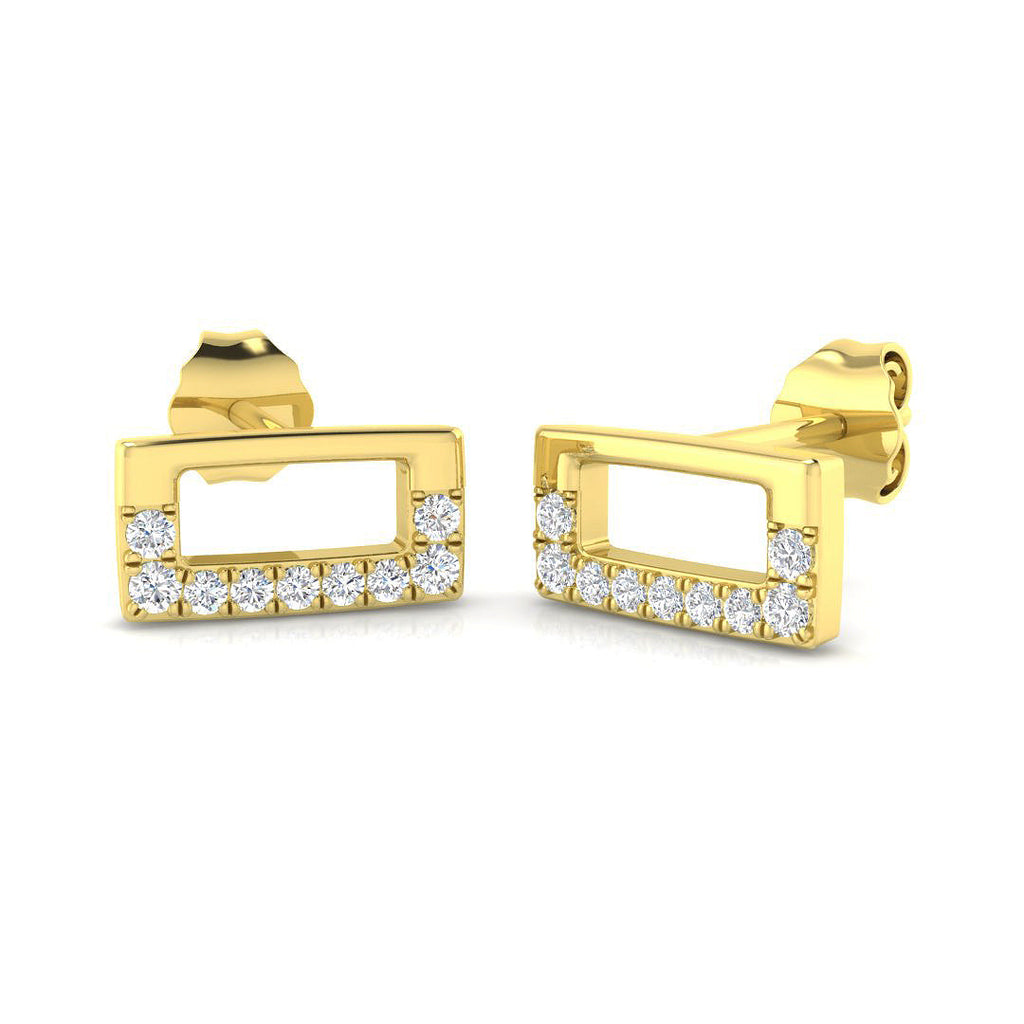 Elegant 0.10Ct Open Rectangle Diamond Stud Earrings in White Gold