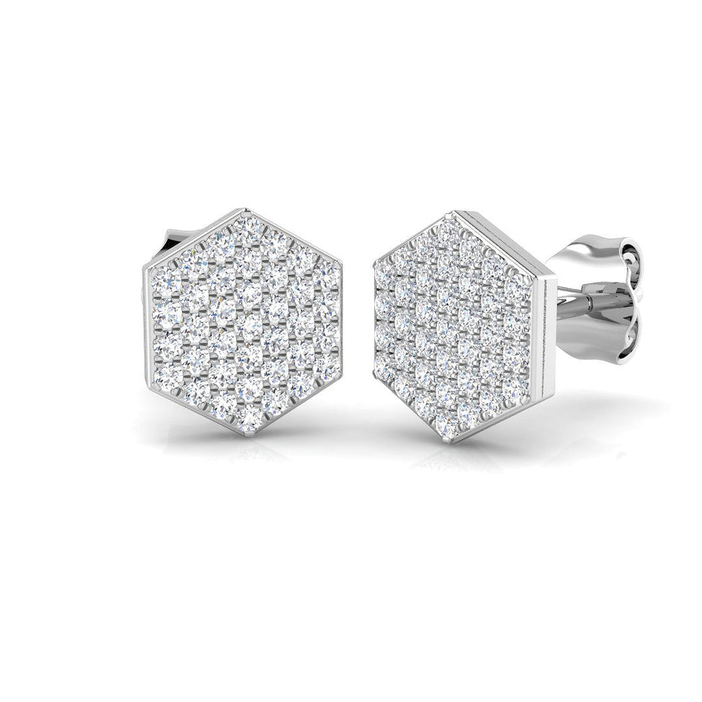 Sparkling 0.33Ct & 0.50Ct Hexagon Diamond Pavé Stud Earrings