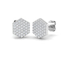Sparkling 0.33Ct & 0.50Ct Hexagon Diamond Pavé Stud Earrings