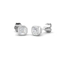 Stud Earrings with Cushion Cut Diamond Bezel Set | Gold