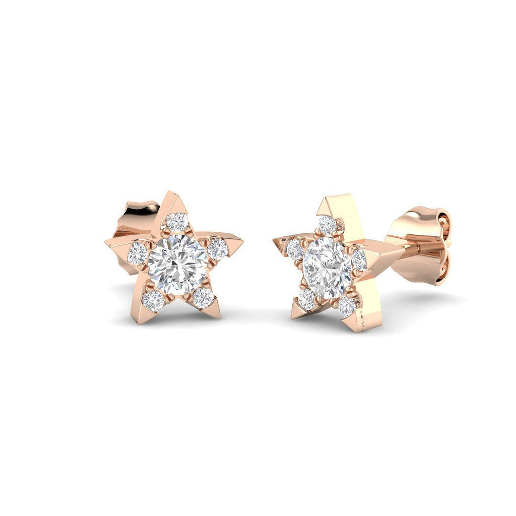 Stud Earrings with Star Shape Diamond Cluster | Gold
