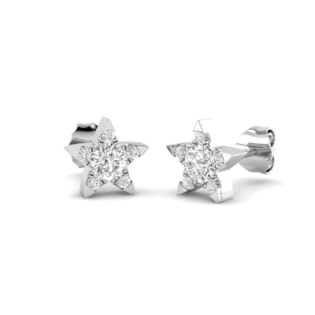 Stud Earrings with Star Shape Diamond Cluster | Gold