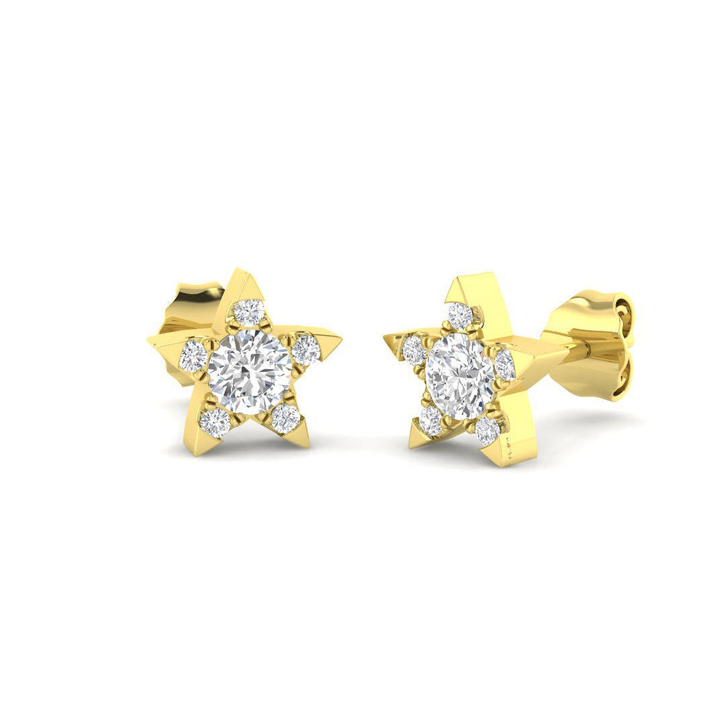 Stud Earrings with Star Shape Diamond Cluster | Gold